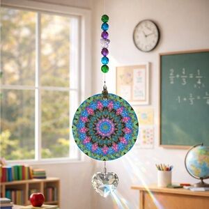 Indigo Inspiration Mandala Suncatcher by Melissa Burness, Czech Crystal…